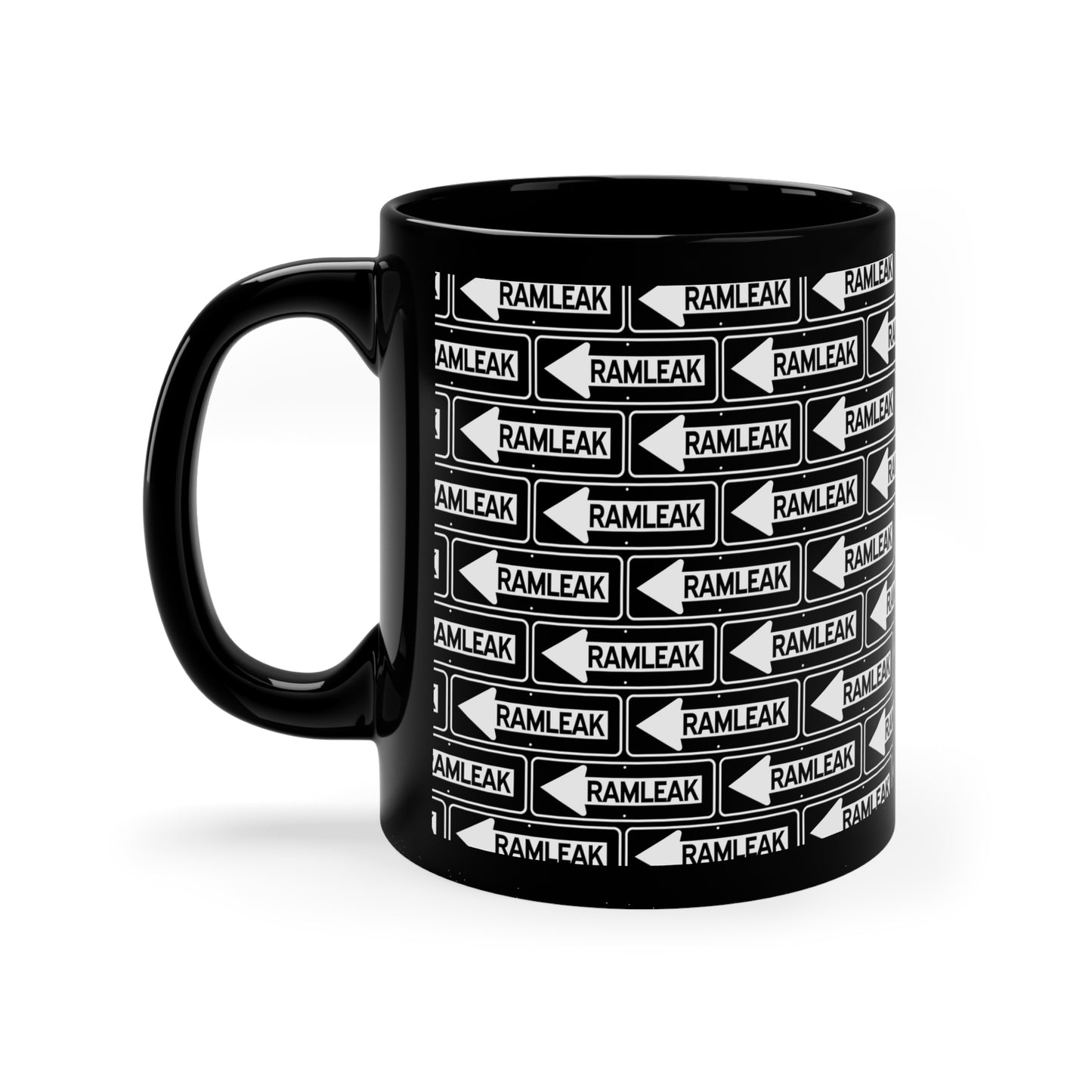 Ramleak One Way Logo Black Coffee Mug, 11oz