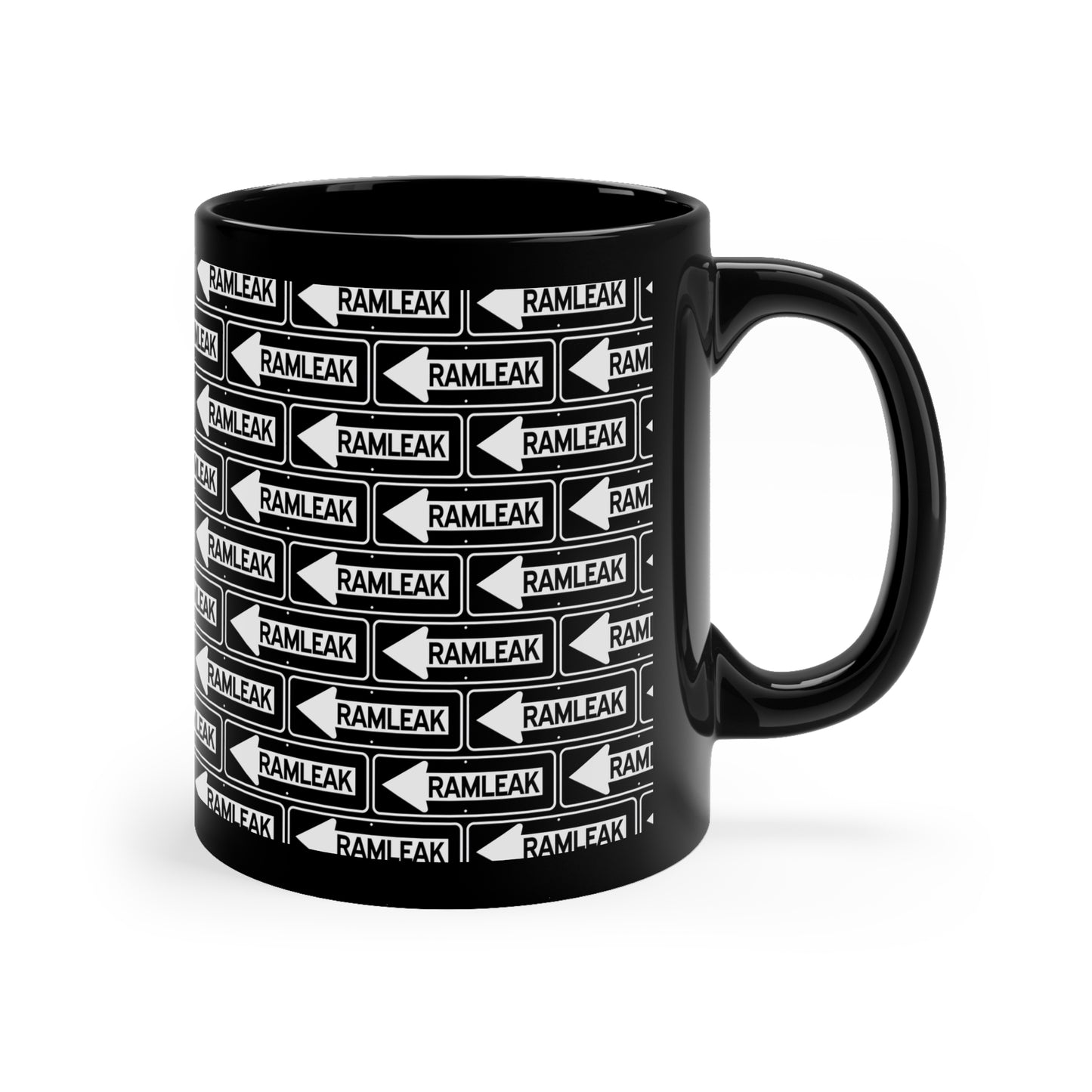 Ramleak One Way Logo Black Coffee Mug, 11oz