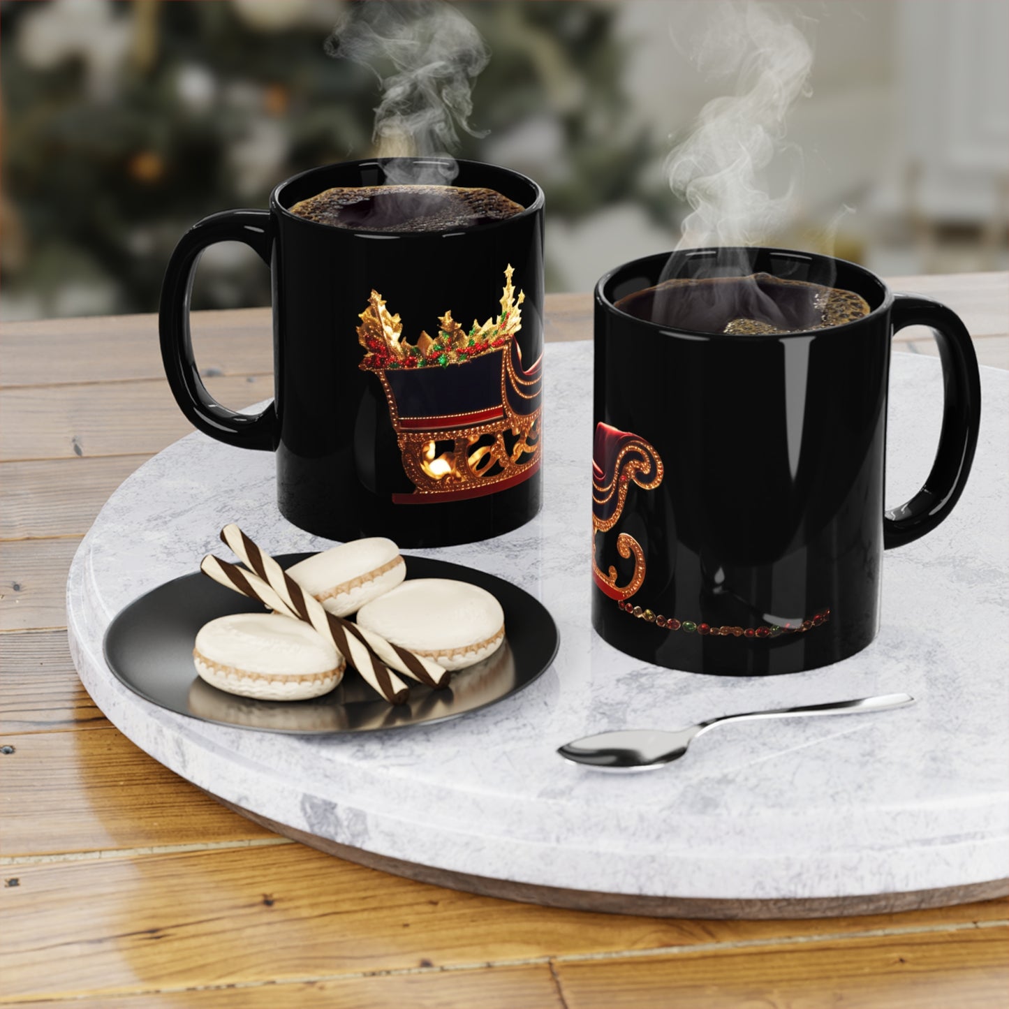 Ramleak Sleigh Queen Black Coffee Mug, 11oz